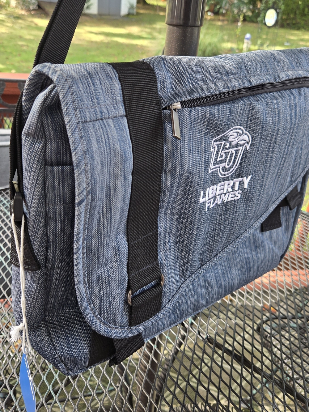Liberty LU Flames Port Authority Messenger Bag Padded Laptop Crossbody Gray NWOT